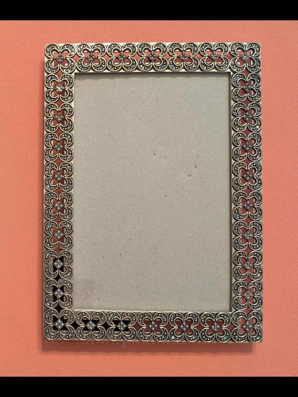 Vintage Elsa L Ornate Filigree Metal Tabletop Picture Frame 5x7